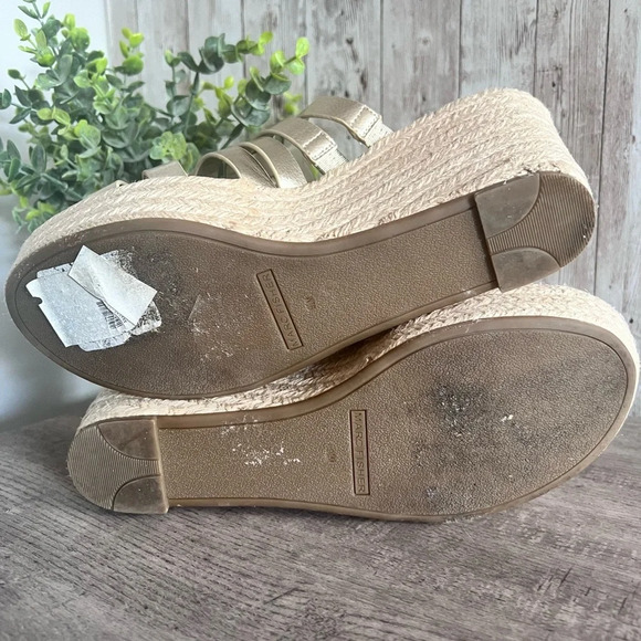 Marc Fisher Cazzie Gold Espadrille Wedge Sandals - Picture 6 of 8